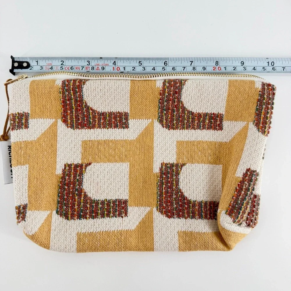 Handmade Mid Century Modern Geometric Makeup Bag Travel Zip Pouch Retro
